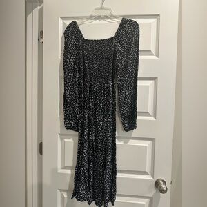 GAP Black and White Floral Long Sleeve Dress